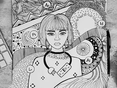 A designer's world adobe art designer doodle imagine pen sketching