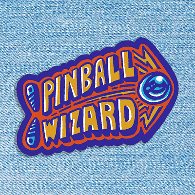 Pinball Wizard badge badge badge hunter draw hand lettering patch pinball retro type