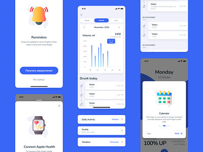 Water App app design flat ios minimal sketch typography ui ux vector