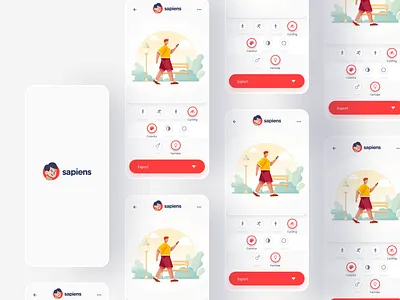 Sapiens Mobile Version design freebies illustration minimalist mobile ui mockups sapiens ui ui design ui8 ui8net ux