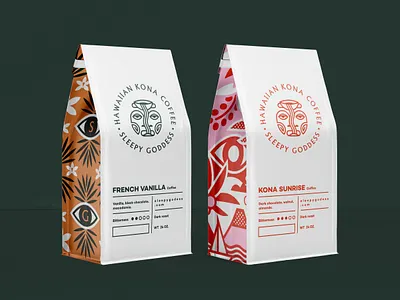 Branding and Packaging for Hawaiian Kona Coffee Sleepy Goddess branding coffee coffee bag coffee packing design illustration illustrator logo packaging photoshop vector