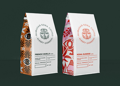 Branding and Packaging for Hawaiian Kona Coffee Sleepy Goddess branding coffee coffee bag coffee packing design illustration illustrator logo packaging photoshop vector