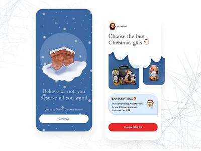 Christmas Gifts - IOS app christmas clean gifts holiday illustration interface ios ios app design minimal mobile mobile app mobile ui new year new years eve presents procreate santa ui