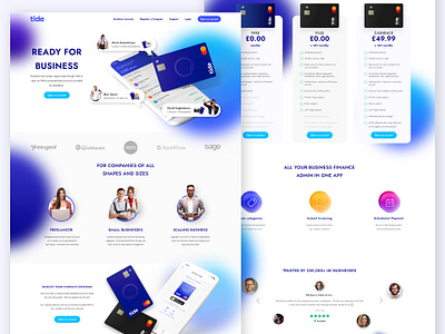 Tide Online Business Banking application banking banking website credit card design gradient interface ui ux web web design