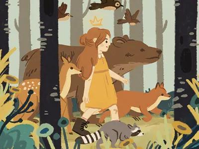 Stay Wild animals bear botanical character childrens book childrens illustration cute cute art deer digital painting forest fox girl illustration ipad ipadpro nature procreate wild woods