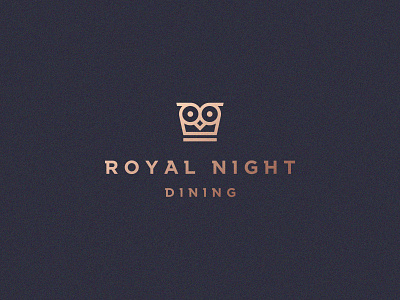 Royal night dining abstract animal branding cafe clever crown elegant flat food gradient icon identity king line logo luxury mark minimal owl restaurant