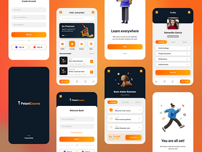 PetaniCourse - Online Courses App app design illustraion learning app online course ui uiuxdesign ux