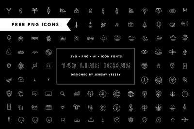 140 Line Icons - Icon Fonts, SVG, PNG, Editable in Adobe Illustr design display font free free font freebie illustration logo type typeface vintage