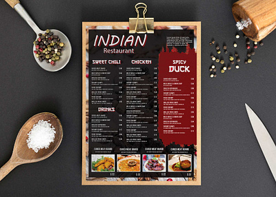 Indian Spice Menu Card Design Template branding design illustration logo vector