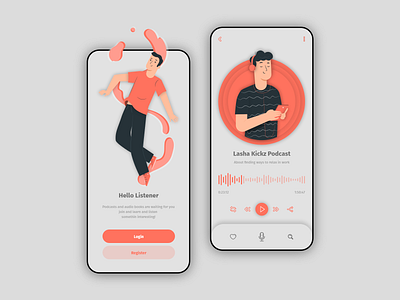 Kickz Podcast app mobile mobile app mobile app design mobile design mobile ui podcast podcasting ui ux ux design