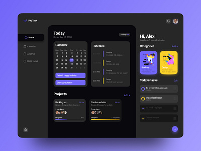 Task manager - iPad app design app app design appdesign calendar dark mode design app mobile app mobile app design productivity projects shedule task manager ui uidesign uiux uiuxdesign