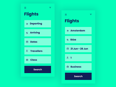 Flight Search app dailyui dailyuichallenge dark mode design flight flight search illustration search travel ui ux