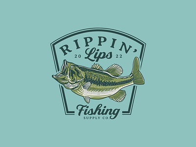 Rippin' Lips bass brand branding fish fishing illustration largemouth bass patch