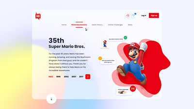 Mario Bros. landing page UI Design designer figma gaming gaming website glassmorphism gradient illustration landingpage mario mariobros popular shot suvam trendy ui ux web designer web designing website