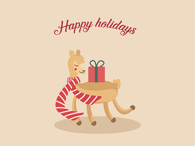 Happy Holidays adobe illustrator alpaca character characterdesign greetingcard holiday card holidays illustration lama postcard vector