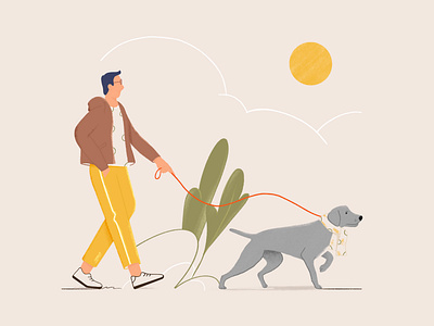 Dog Walking app illustration blog post character character design design digital art dog dog walking dog walking app drawing hand drawn illustration