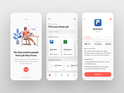 Job Finder App UI app design design fireart fireartstudio flat inspiration interface minimal mobile mobile app mobile design mobile ui mobileinspiration mobiletrends mobileui trending uidesign uiinspiration uitrends uiuxdesign