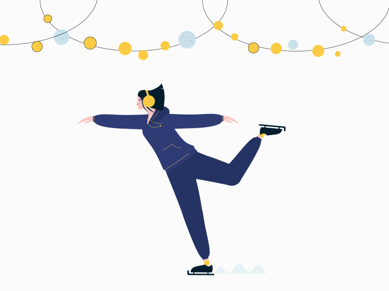 Ice Skating Woman animation animations character design designs flat gerland holiday human ice loop modern motion redesign rigging skate skating vector illustration vectorart website