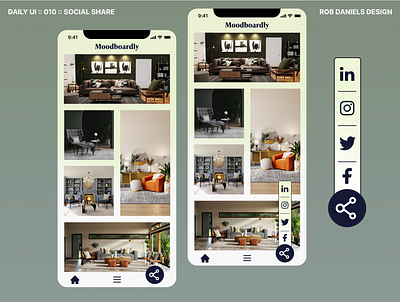 DailyUI :: 010 :: Social Share daily ui figma interior design app moodboard social share ui ui design ux