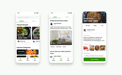 Recipe App app design cooking app design food green ios iphone app mobile app recipe recipe app ui ui design uiux