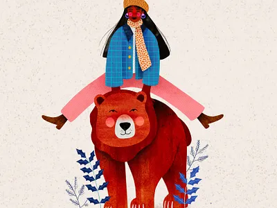 Friendship animal bear brown bear female character illustration illustration art illustrator kids illustration