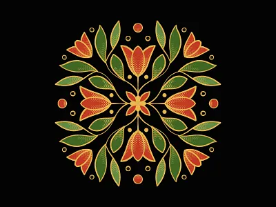 Festive Symmetry christmas festive flowers flowers illustration folk gold symmetrical symmetry texture