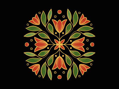 Festive Symmetry christmas festive flowers flowers illustration folk gold symmetrical symmetry texture