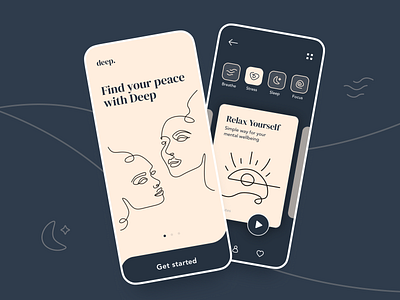 Meditation app app calm clean elegant illustration ios lifestyle lineart meditation mindfulness minimal mobile app relaxing ui uidesign ux uxdesign website wellness