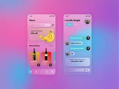 Experience food exhibition without limits via Foodium glassmorphism shop store ui uiux