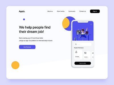 Apply. branding design job job board job listing landingpage ui ux vector