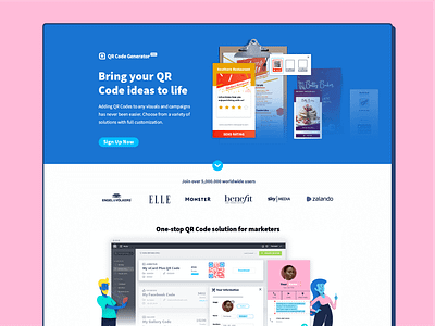 Feature Page - QR Code Generator PRO brand branding design flat fun illustration minimal qr code simplicity ui webdesign website