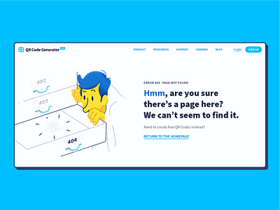 404 Page Not Found - QR Code Generator PRO 404 error branding design illustration illustrator minimal qr code simplicity ui webdesign website