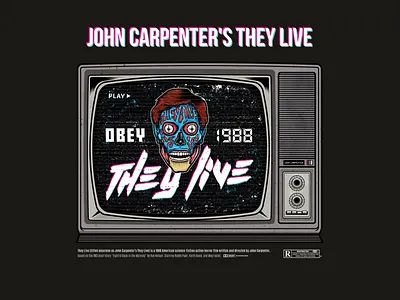 John Carpenter's They Live adobe alien art branding carpernet fan art horror illustration illustrator movie movie art movie poster movies obey pop art poster teeshirt typography vector vector art
