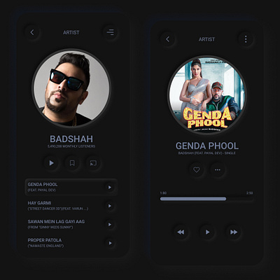 Music UI Dark Night Mode dark mode mobile music