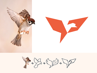 Design Simplification Exercise - Sparrow Logo design graphic design icon illustration illustrator logo minimal shapes sketch vector