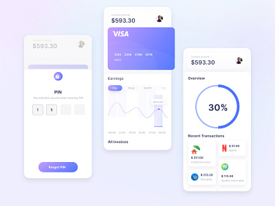 Credit Management - Mobile App Design adobe xd app chart credit credit card creditcard design earnings figma invoices minimal otp photoshop ui ux wireframing xd