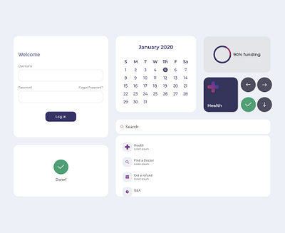 Health insurance app UI elements app colorful design gradients health insurance shadows typography ui ui ux ui elements user experience user inteface ux