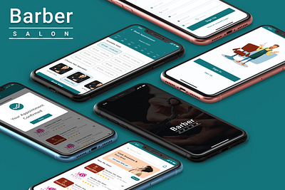 Barber Salon 2 adobe xd app appointment barber barber salon figma illustration listing login screen minimal sign up slots splash screen ui ux wireframing xd