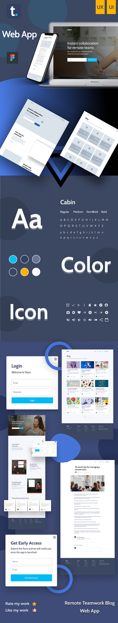 Remote Teamwork Blog design figma logo photoshop prototype typography ui ux web wireframe