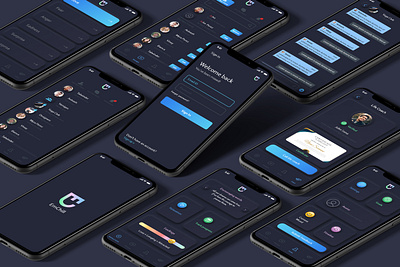 Emchill - Mobile App Design 3d adobe photoshop adobe xd app dark mode figma home screen illustration login messages minimal neumorphism neumorphism ui profile screen ui ux wireframing xd