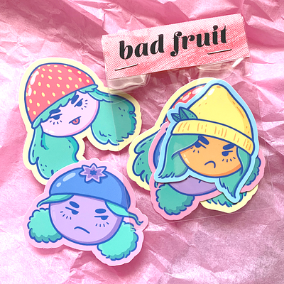 Bad Fruit character design characterdesign cute design fruit fruity girls illustration sticker sticker design stickermule