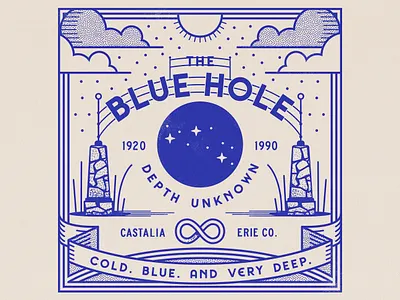 The Blue Hole adobe americana blue camp design illustration ohio outdoors retro roadside tourism vector vintage