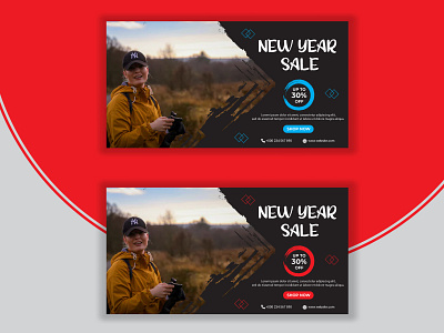 New Year Sale Facebook Ads Banner-1 advertising banner concept creative discount new year offer sale shopping trendy vector