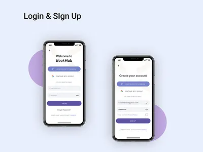 Login & SignUp ui for BookHub app design login screen minimal sign up ui uiux