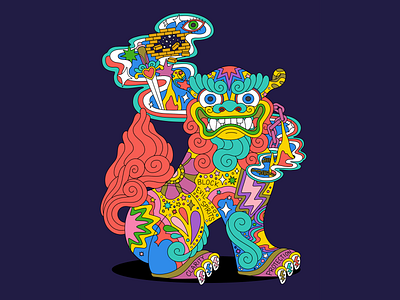 Okinawan Shisa Dog illustration colorful illustration colourful illustration editorialillustration freelanceillustrator illustrated packaging illustrated poster illustration japanese illustration okinawa okinawan okinawan rum poster design posterillustration rum shisa shisa dog shisadog spirits