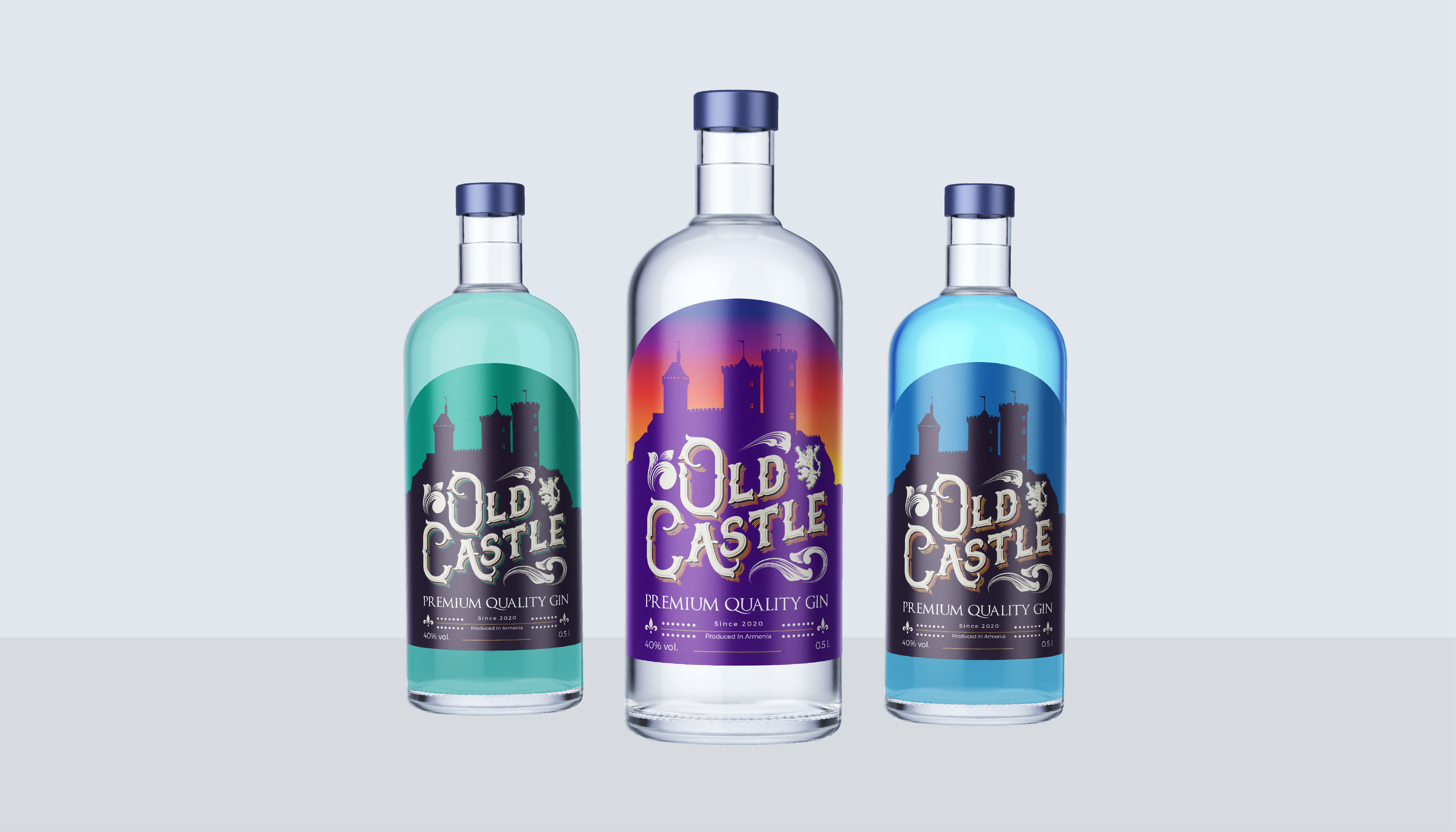 Gin package design bottle brand branding creative design design gin illustraion labeldesign labels logo old castle package packaging packaging design