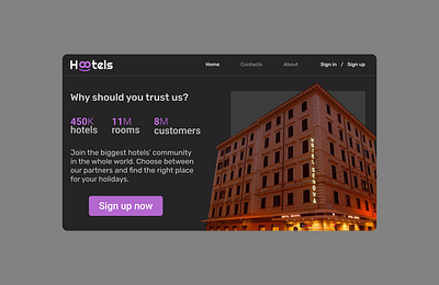 H8tels - Hotels Booking Main Page Example design ui ux web