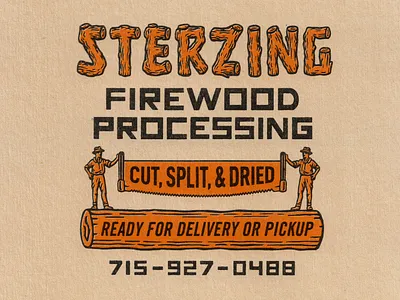Sterzing Firewood badge branding customtype design firewood graphic design handlettering illustration logo retro travis pietsch vintage woodcut