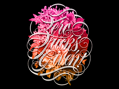 Zero F*cks Given Flourished Script Lettering art design illustration lettering psychedelic retro script spencerian type typography vector vintage