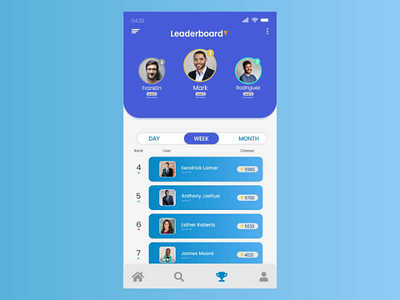 Leaderboard UI Design app design daily ui mobile app ui design ui inspiration ui ux